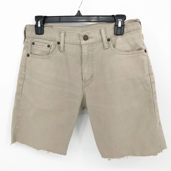 Levis Mens Jean Shorts 30 x 32 Raw Hem Fringe 5 Pocket Ultra Low Rise Stretch - Picture 1 of 8